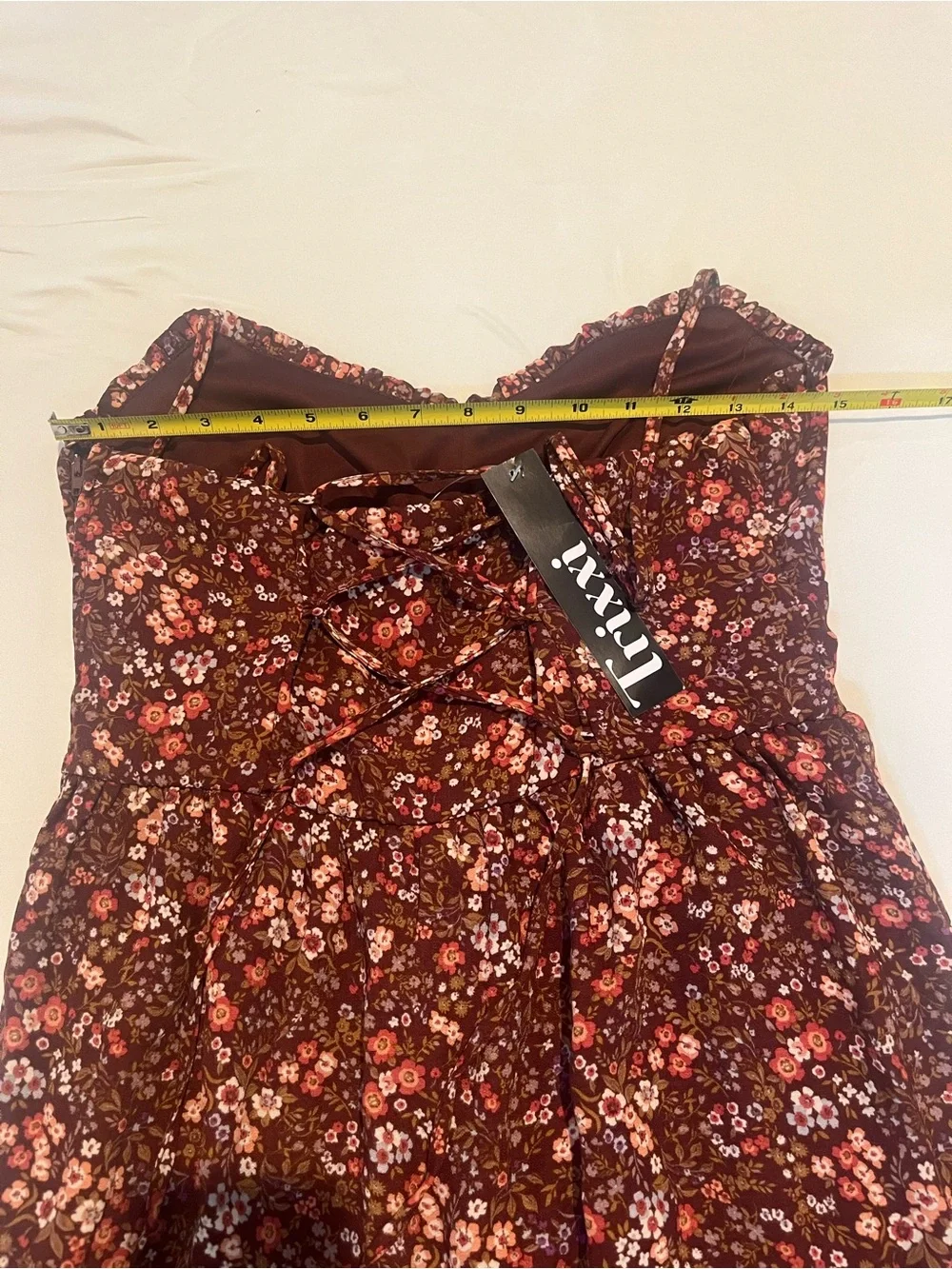 Trixxi NWT Rust Floral Tiered Midi Dress Spaghetti Strap - Picture 2 of 12